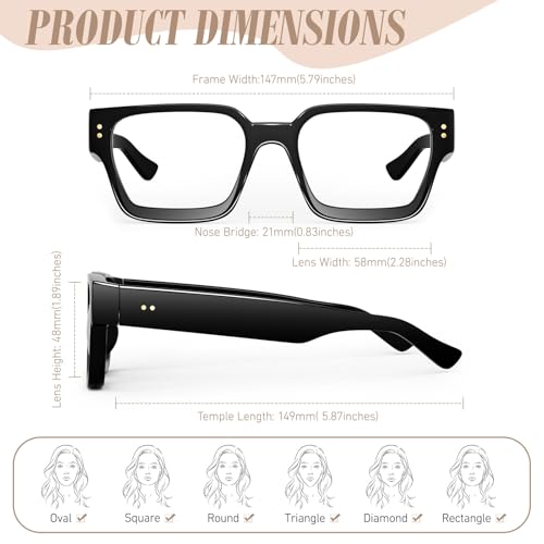 Image of Sunier Oversized Thick Square Fake Clear Lens Glasses Women Men 100% UV400