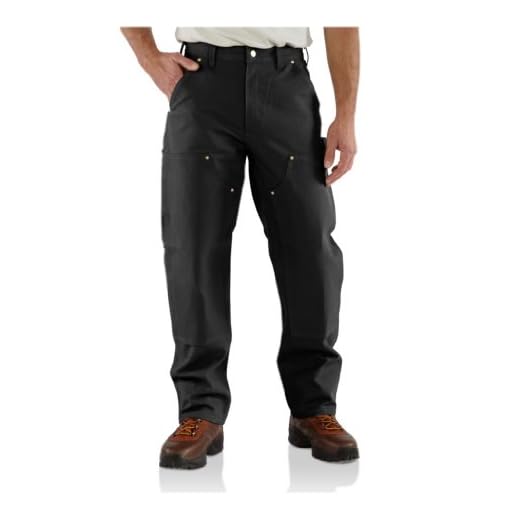 Carhartt Men's Firm Duck Double-Front Work Dungaree Pant B01, Black, 34W X 32L