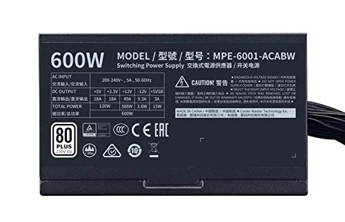 Cooler Master MWE 600 White-v2  Alimentatore 600W 80 Plus