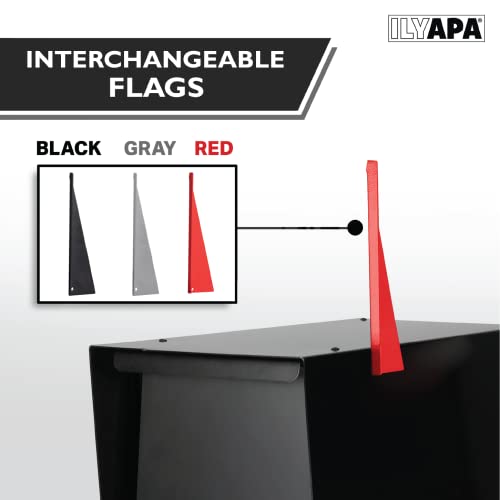 Ilyapa Modern Design Mailbox, Ready To Post Mount - All Black Powder Coated Steel Heavy Duty Curbside Welded Mailbox, All Weather Durable, Corrosion Resistant, Stainless Steel Hinges And Magnetic Door #TOP2