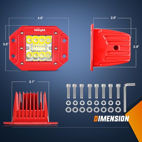 Image of Nilight 2PCS 42W Flush Mount LED Pods Spot Flood Combo Beam with Wiring Harness Kit for Driving Backup Reverse Grill Mounting Light on Off-Road Truck SUV ATV UTV