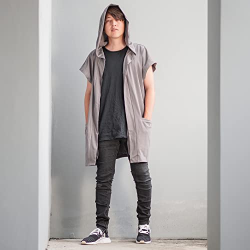 Men's Sleeveless Noragi Hoodie Oversized Kimono Jacket One Size Vest Cardigan Gym Coat3
