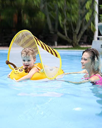 Free Swimming Baby Inflatable Baby Pool Float Ring Size Improved Bumble Bee Toddler Swim Trainer For Age Of 3-36 Months (Yellow, Large) #TOP5