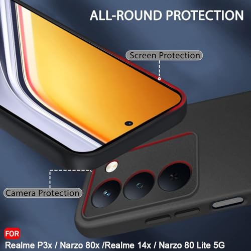 Image of TheGiftKart Sleek Back Cover Case for Realme P3x / Narzo 80x / Realme 14x / Narzo 80 Lite 5G | Slim Fit Protective Design | Ultra Matte Finish | Camera Protection Bump | Soft Case (Silicone, Black)