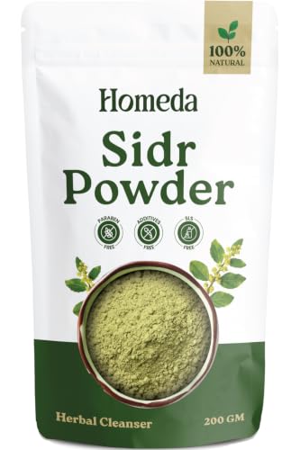 Homeda Organic Sidr Powder for Hair (7oz - 200g) Sidr Leaves | Jujube Qasil Powder | Sider Hair Mask - Herbal Cedar Shampoo - Lote Tree | Natural Deep Cleanser