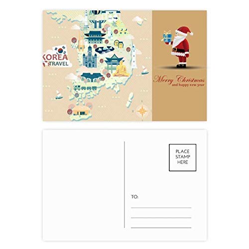 Cartes postales Voyage en Corée du Père Noël - Lot de 20 illustrations festives pour correspondre