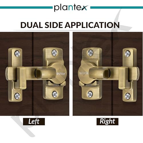 Image of Plantex Door Latch Lock /Door Latch for Bathroom /Bedroom /Balcony /Flip Latch Lock for Door /Chitkani /Baby Latch for Bathroom /Door Stopper - Pack of 2 (Brass Antique)