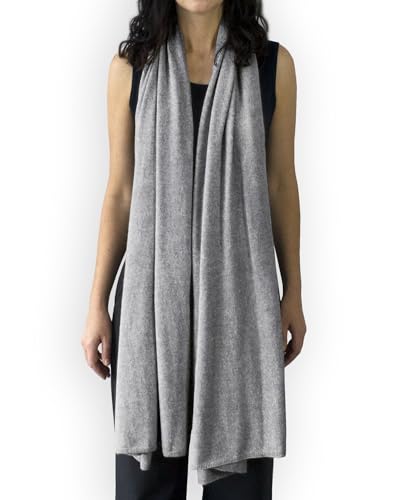 Jet&Bo 100% Pure Cashmere Travel Wrap, Shawl, Scarf & Blanket Gray, Storage Bag + Gift Box4