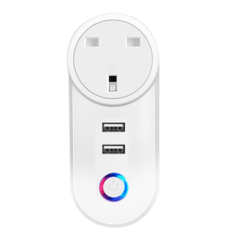KATGROCHIR WiFi Smart Plug, 2 USB Ports Voice Control Timed Countdown Child Lock Function Compatible with Alexa/Google Home for Home/Office