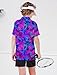 RAISEVERN Boys Golf Shirts Polo Size 10-12 Hawaiian Performance Collared Neon Leaf Tops Dry Fit Active Short Sleeve