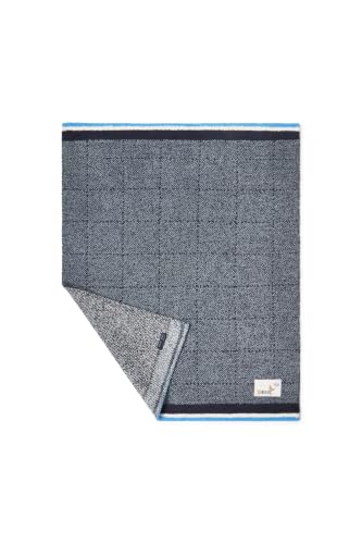 Image of Barefoot Dreams CozyChic Puppy Plaid Stroller Blanket, Indigo Multi, 30 inchx40 inch