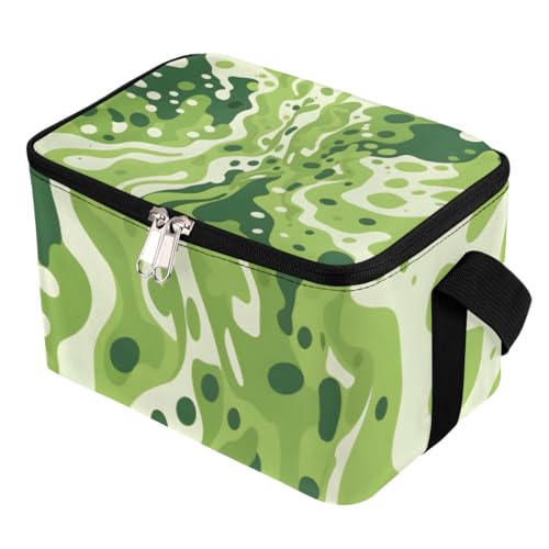 Lunch Bags for Women Men 9 Cans,Fashion Camouflage Green Hot & Cold Food Delivery Bag Insulated Grocery Bag Insulated Lunch Box Camo Pattern Cooler Bag for Office Work Picnic Beach