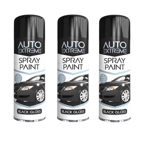 PEBBLE HUG All Purpose Spray Paint Black Gloss Aerosol Paint Ideal and Perfect Finish for Cars Bikes Vans Metal and Wood Quick Drying Safe and Durable 250ml (3 Pcs)