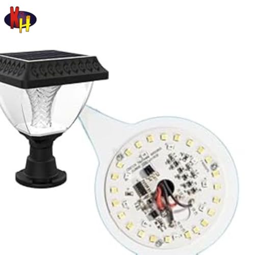 Image of kh Solar Gate Light with Remote Control | Warm White, Cool White & RGB Modes | 10W LED Post Lamp | IP65 | Automatic Dusk to Dawn | Solar Pillar Light for Gate, Garden, Wall & Boundary