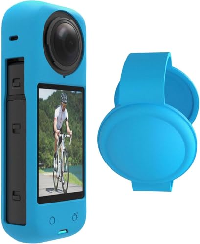 Image of Action Pro Silicone Protective Cover + Lens Cap Compatible with Insta360 X4 Action Camera (Blue)