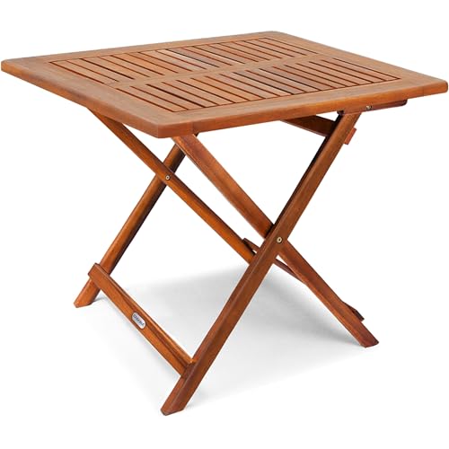 CASARIA® Mesa Plegable de Madera de Acacia 70x70cm Mesita de Jard...