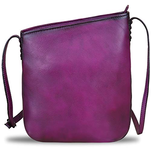 Genuine Leather Crossbody Bags For Women Retro Satchel Purse Handmade Small Designer Cute Shoulder Bag (Purple) #TOP1