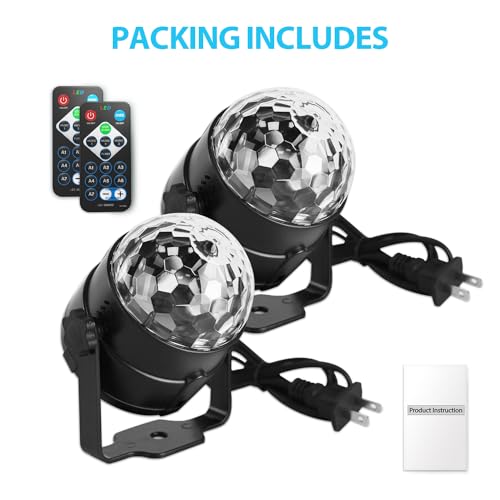 Image of NEQUARE Disco Ball DJ Party Lights Sound Activated with Remote Control Strobe Lamp 7 Modes Stage Light for Home Room Dance Parties Karaoke Halloween Christmas Birthday Decorations[2-Pack]