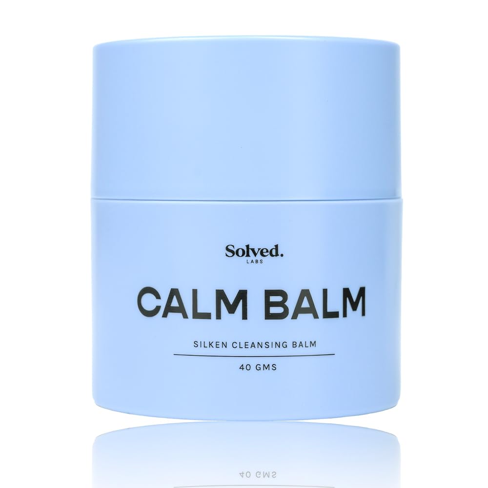 Solved Labs CalmBalm Silken Cleansing Balm | With Ectoin, Cica & Ceramides | Makeup Remover | Removes Oil, Dirt & Sunscreen | Detoxifies & Clears Pores | Non-Comedogenic | 40g