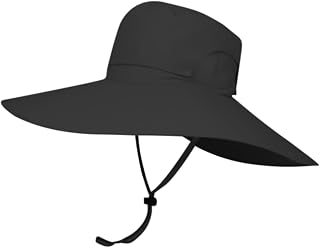 Sombrero de sol – Sombrero de pesca de ala ancha – Gorro transpirable, impermeable al aire libre, equipo para senderismo, jardinería, camping, color negro