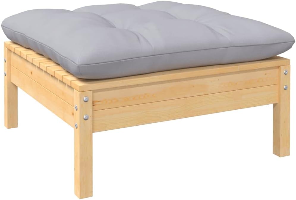 Garden Lounge Set Grey Solid Pinewood, Fabric (100% Polyester) Chic Outdoor Furnishings Outdoor Furniture Set Garden Furniture Set Outdoor Sofa Set