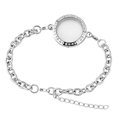 Charmsstory Round Floating Charm Locket Chain Glass Circle Magnetic Bracelet #TOP1