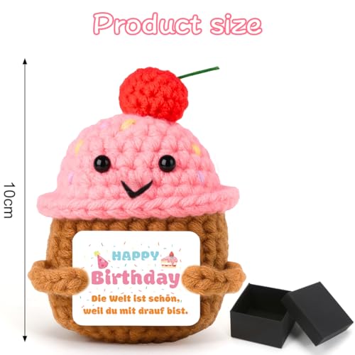 Pocket Hug Positive Cupcake,Kreative Positive Handgestrickt Geschenk,Cupcake Glücksbringer Geschenke,Emotional Support Geburtstagsgeschenk für Freunde Kollegen Familie Freundin,Spielzeug