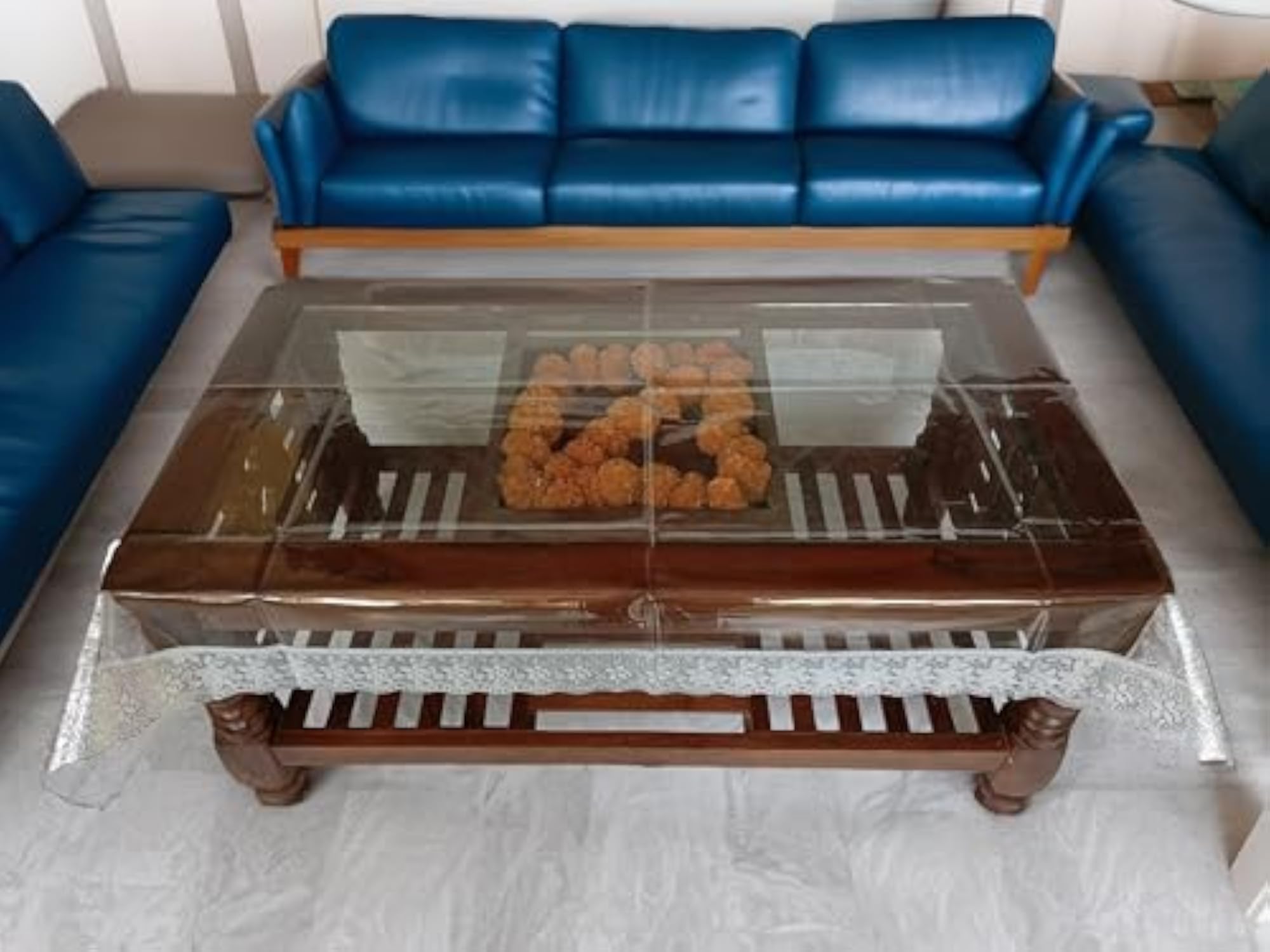 Water Dust Proof PVC Transparent Centre Table Cover, 32 x 50 Inch