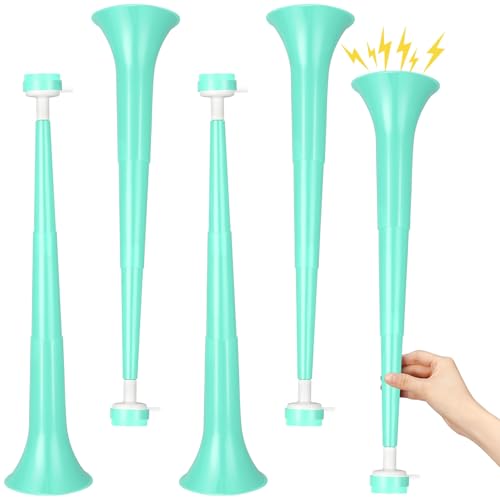 GCQJOQ 4 Pcs Stadium Horn for Adult, 21 Inch Vuvuzela Blow Horn Noisemakers | Collapsible Cheering Plastic Trumpets Noisemakers Blow Horn for Sporting Events Football Carnival Party Supplies