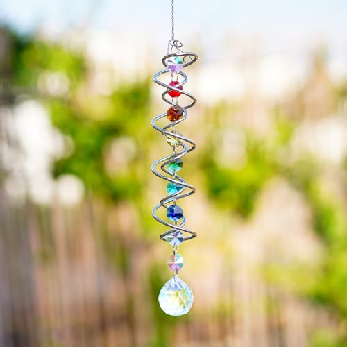 Boule d'observation en cristal AB de 52,1 cm avec spirale décorative suspendue de qualité - 6