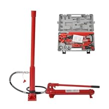12 Ton Porta Power Kit 14 PCS Portable Hydraulic Jack Auto Body Frame Repair Tool Kit with 6ft/1.83m Oil Hose&Storage Case, 26455 Lbs Capacity for Car Repair, Garage, Heavy Equipment