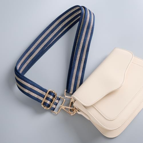 Image of chushui Herringbone Purse Strap Replacement Wide Adjustable Crossbody Strap with Metallic Thread,Woven Fashion Shoulder Bag Strap for Tote Handbag, Gold Silver Shimmer