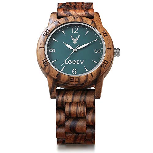 Preisvergleich Produktbild Herrenuhr Aus Metall Retro Sandelholz Zebrawood Armbanduhren