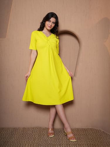 Image of PURVAJA Women's Polyester Blend A-Line Midi Dress