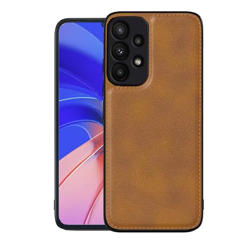 Image of Leather Case for Samsung Galaxy A33 Premium Protective Stylish Slim Cover with Shockproof Raised Edges Brown