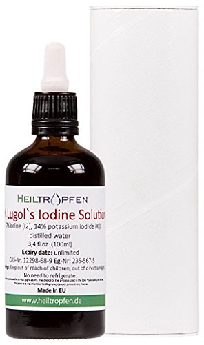 Lugols Iodine Solution 7% 3.4 Oz - 100 ml | 21% Lugols Liquid Formulation | Made with 7 Percent Iodine and 14% Potassium Iodide | Third-Party Tested | Heiltropfen