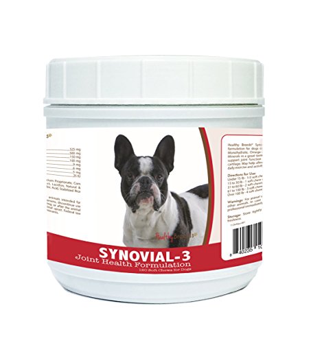 Healthy Breeds Synovial-3 Dog Hip & Joint Support Soft Chews for French Bulldog - OVER 200 BREEDS - Glucosamine MSM Omega & Vitamins Supplement - Cartilage Care - 120 Ct Healthy Breeds Synovial-3 Dog Hip & Joint Support Soft Chews for French Bulldog - OVER 200 BREEDS - Glucosamine MSM Omega & Vitamins Supplement - Cartilage Care - 120 Ct