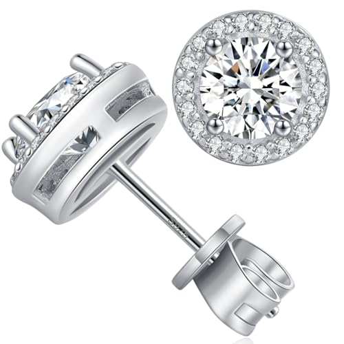 Moissanite Stud Earrings for Women 0.8Ct-2Ct Wedding Anniversary Birthday Gifts for Wife Christmas Valentine Mothers Day Gifts for Her Mom Girlfriend