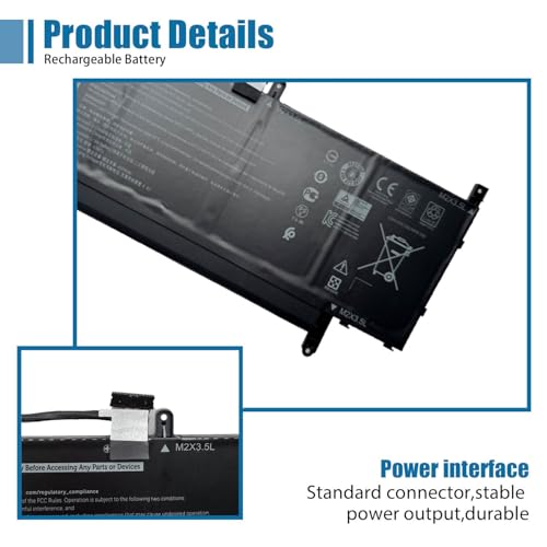 Image of N7HT0 Laptop Battery Replacement for Dell Latitude 9510 2-in-1 Latitude 9510 9520 P94F P95F P95F001 Series TVKGH V5K68 N2NLL HYMNG 08NFC7 N2NLL N7HTO 0PKW00 089GNG 0HYMNG 7.6V 52Wh 6500mAh