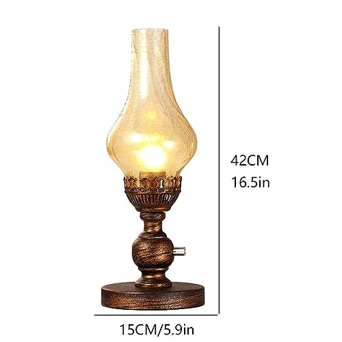 Lampe au kérosène IBalod marron : éclairage de table dimmable rétro - 3