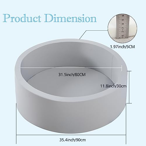 Foam Ball Pit, 35.4"x 11.8" Ball Pits for Toddlers, Soft Round Kiddie Baby Playpen Ball Pool for Kids, Ideal Gift for Babies Indoor and Outdoor Game, Grey, (Balls not Included) - Image 4