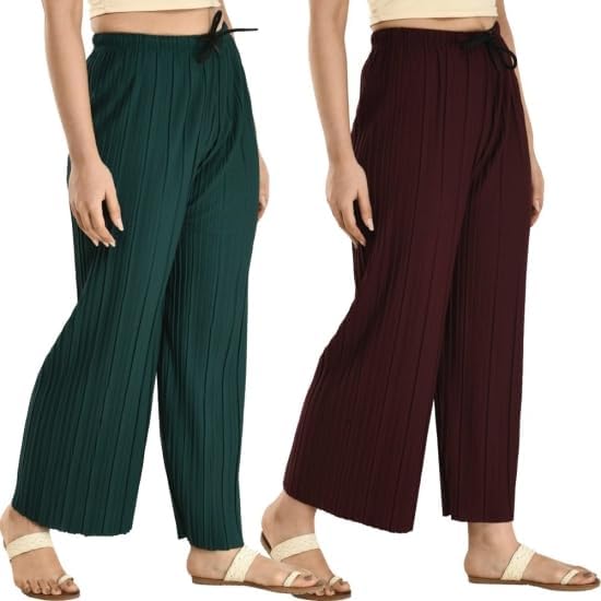 Image of Women's Lycra Palazzo - Stretchable & Comfortable | Premium Fabric | Stylish Free Size Bottom Wear for Casual, Office & Party Outfits