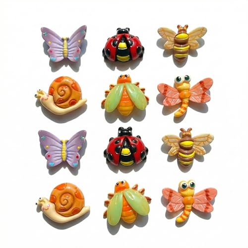 Juego de 12 imanes decorativos de insectos 3D para refrigerador