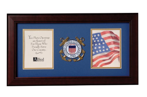 Allied Frame US Coast Guard Medallion Double Picture Frame - Two 4 x 6 Photo Openings