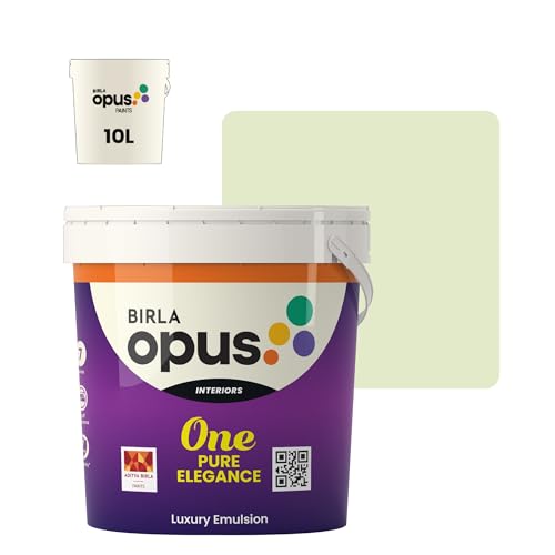Image of Birla Opus One Pure Elegance Interior Paint (10L, Mint Kissed Colour, Soft Shine Finish)-Scuff & Stain Resistant, Silky, Luxury Finish-For Interior Walls, Living Room Bedroom, Kitchen|Get 10% More Free
