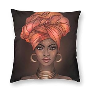 Cozy Throw Pillow Cover African American Black Woman Decorative Square Pillowcase Throw Cushion Case for Bedroom, Living Room, Sofa, Couch and Bed, 18 X 18 Inches
