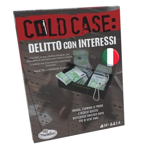 ThinkFun - Cold Case 3: Escape Room, Delitto Con Interesse, Ermittlungsspiel für die ganze Familie, 1-4 Spieler, originelle Muttertagsgeschenke, italienische Ausgabe