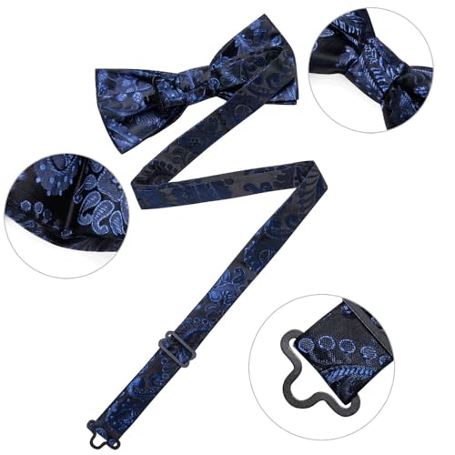 Corbatín paisley preanudado para hombre boda seda miniatura 6
