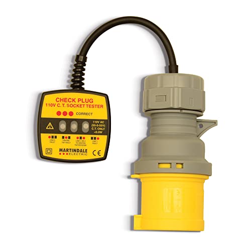 Martindale CP301 110V 32A Industrial Socket Tester, Yellow/Grey, 65 x 65 x 47 mm