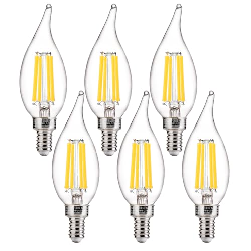 Image of FLSNT LED Candelabra Light Bulbs, CA11 E12 Chandelier LED Light Bulbs 100W Equivalent, 5000K Daylight, 800LM, 5.5W, CRI 82+, AC 120V, 6 Pack, Dimmable UL,CA65 Listed.